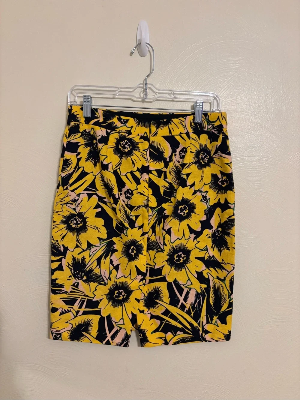 J.Crew Floral Pencil Skirt Yellow Black Cotton Size 0
